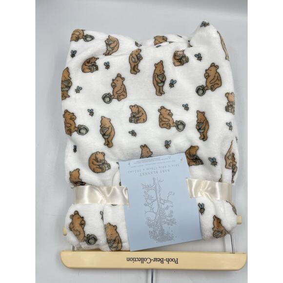 NEW Winnie the Pooh Bear Collection Plush Baby Blanket Eeyore Cream Tan 30x40 - Picture 4 of 5